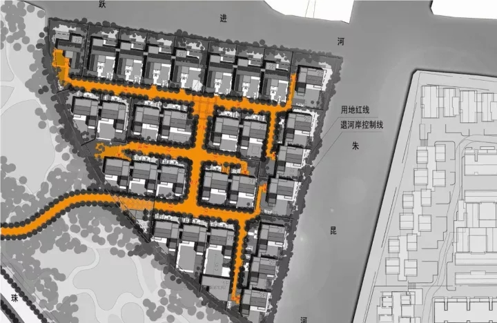 王字型路网造剖析人流，，，包管入口私密性